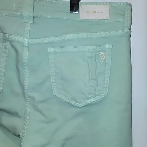 SLINK Jeans Crop Skinny Womens Sz 16 Plus Mint Green Distressed Stretch Ankle - Picture 10 of 15